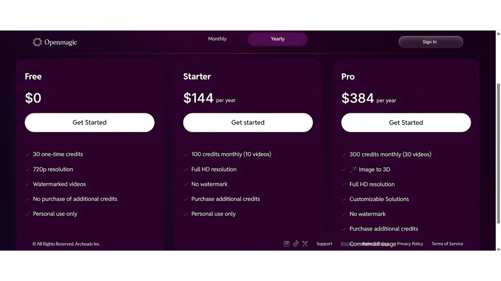 Omagic.AI Pricing Plans Omagic.AI Pricing Plans